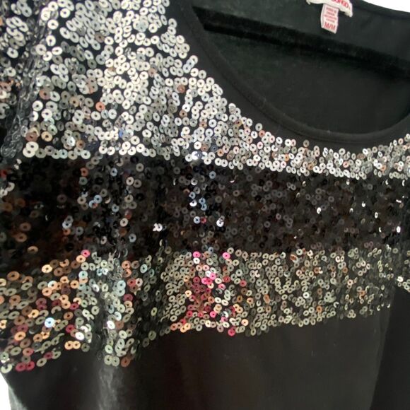 Bongo Black sparkly Sequin Shirt Cropped Top Medium - Picture 6 of 8